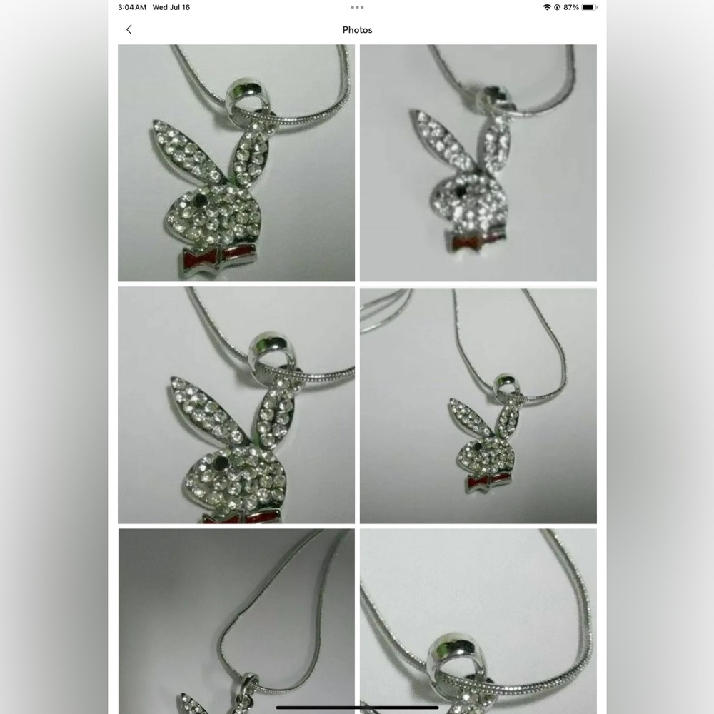 Elegant Silver and RED Crystal Bunny Pendant Necklace my PLAY BOY STYLE NEW - Picture 4 of 12